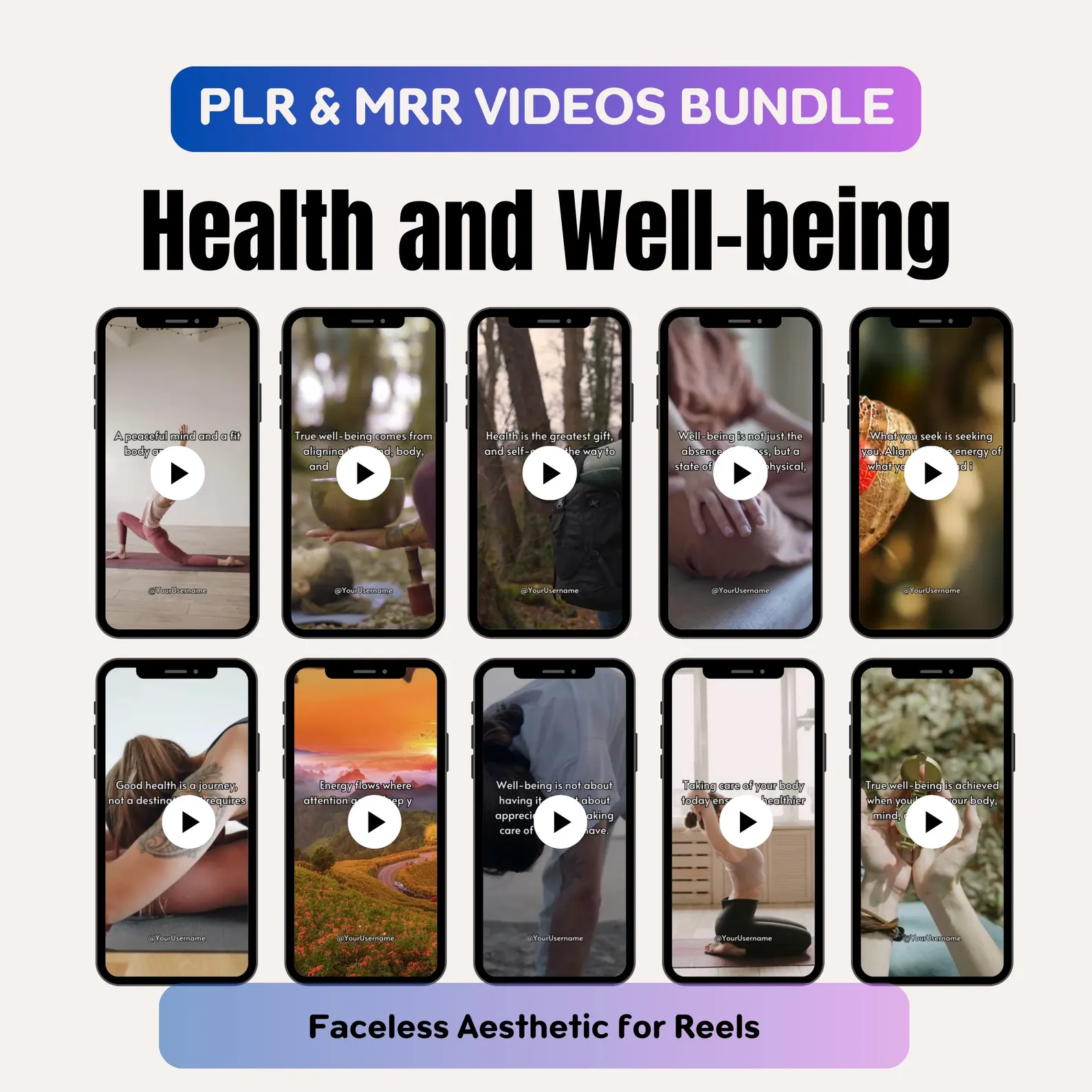 Health and Well-being Videos Bundle, Faceless Marketing Instagram Reels PLR Video/MRR - Image 5