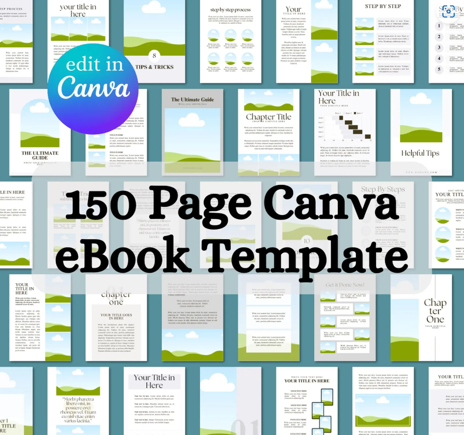 Canva eBook Template, Course WorkBook Template, How to Create e-Book,150 EBook Template Canva | MRR & PLR