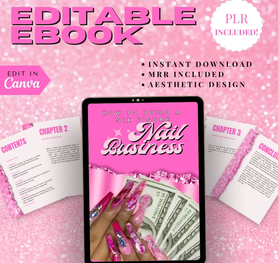 eBook - Nail Business, Canva eBook Template, DFY, Passive Income, Done For You, Resell MRR & PLR - Image 3