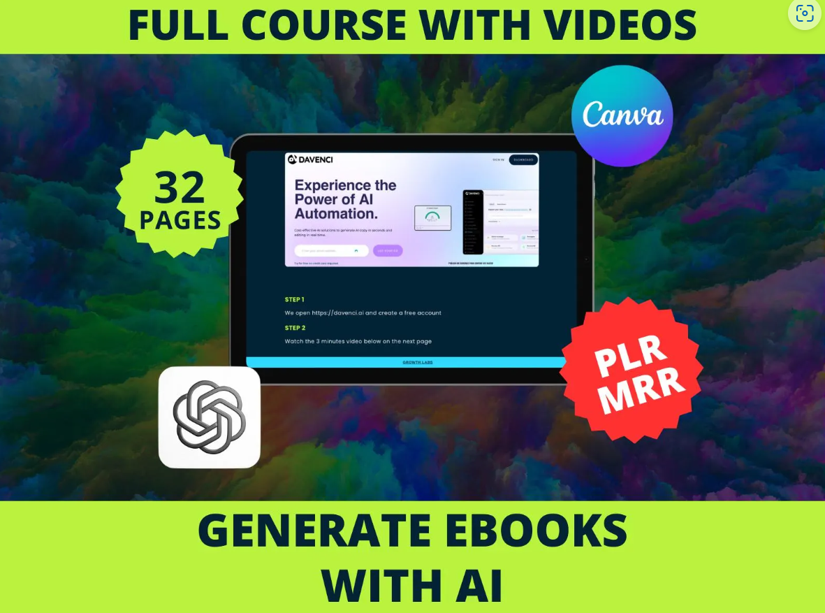 New Generate a complete eBook with AI, step-by-step Masterclass with videos | MRR & PLR