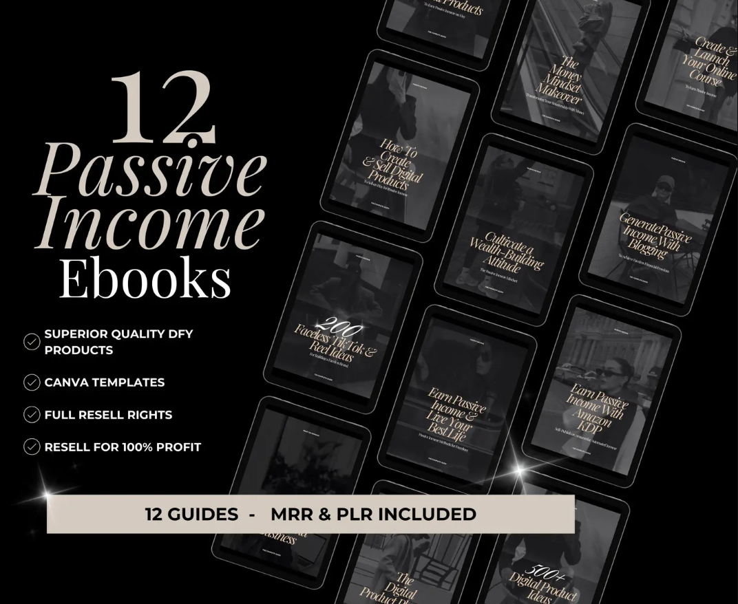 Passive Income eBook Bundle MRR master resell rights, resell digital product