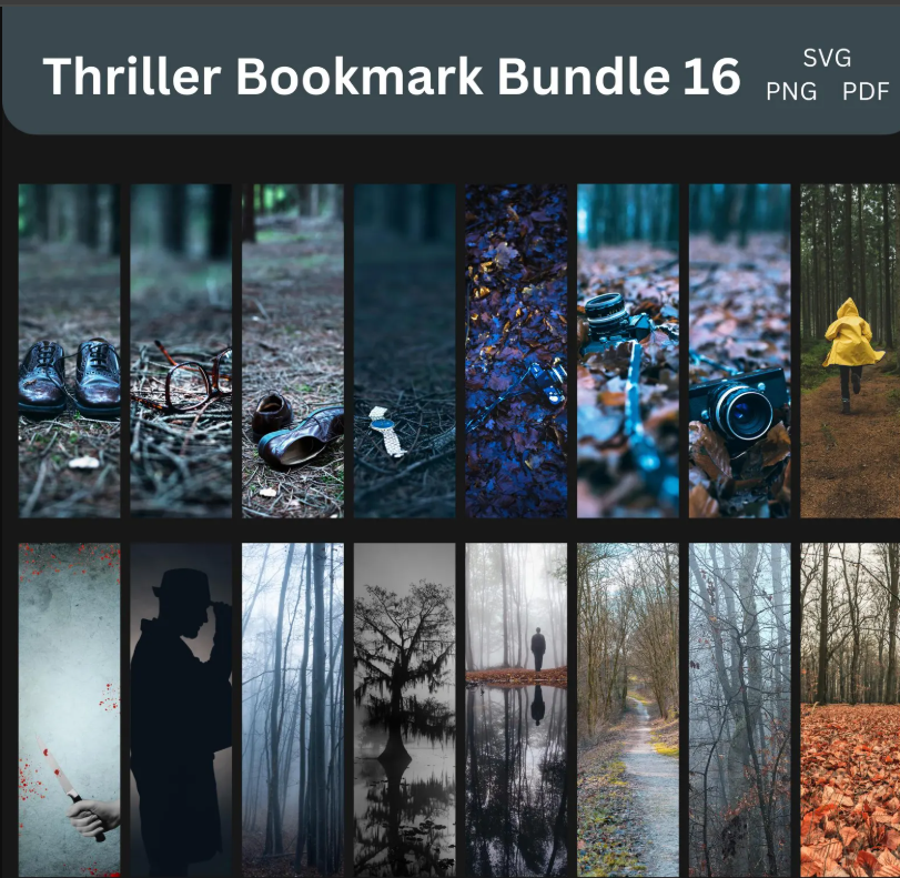 Thriller Bookmark Bundle, Horror Crime Thriller Bookmarks - Digital, downloadable bookmark | MRR & PLR